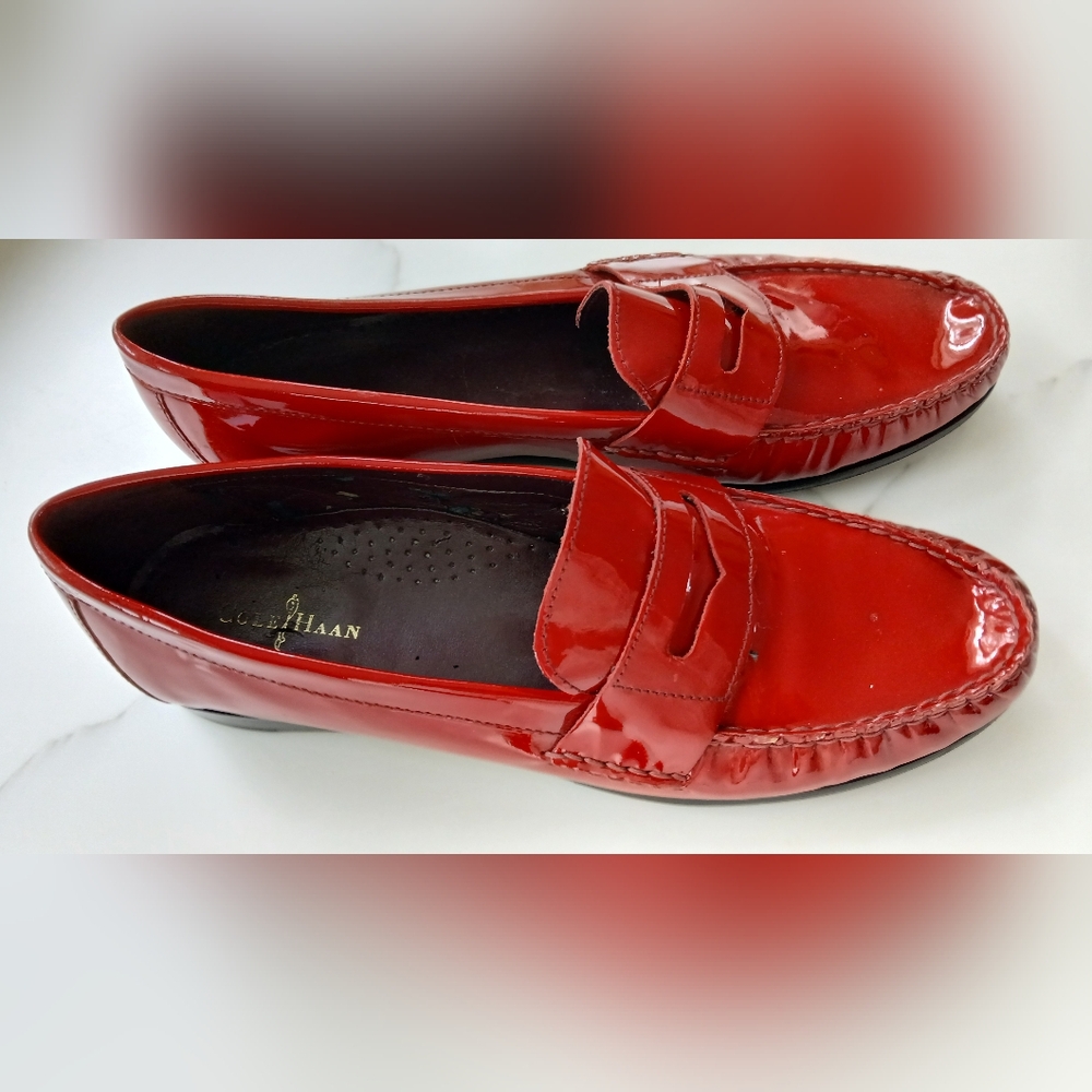 Cole Haan Patent Leather Penny Loafers – Red – Women’s 9.5 B – Excellent Uppers